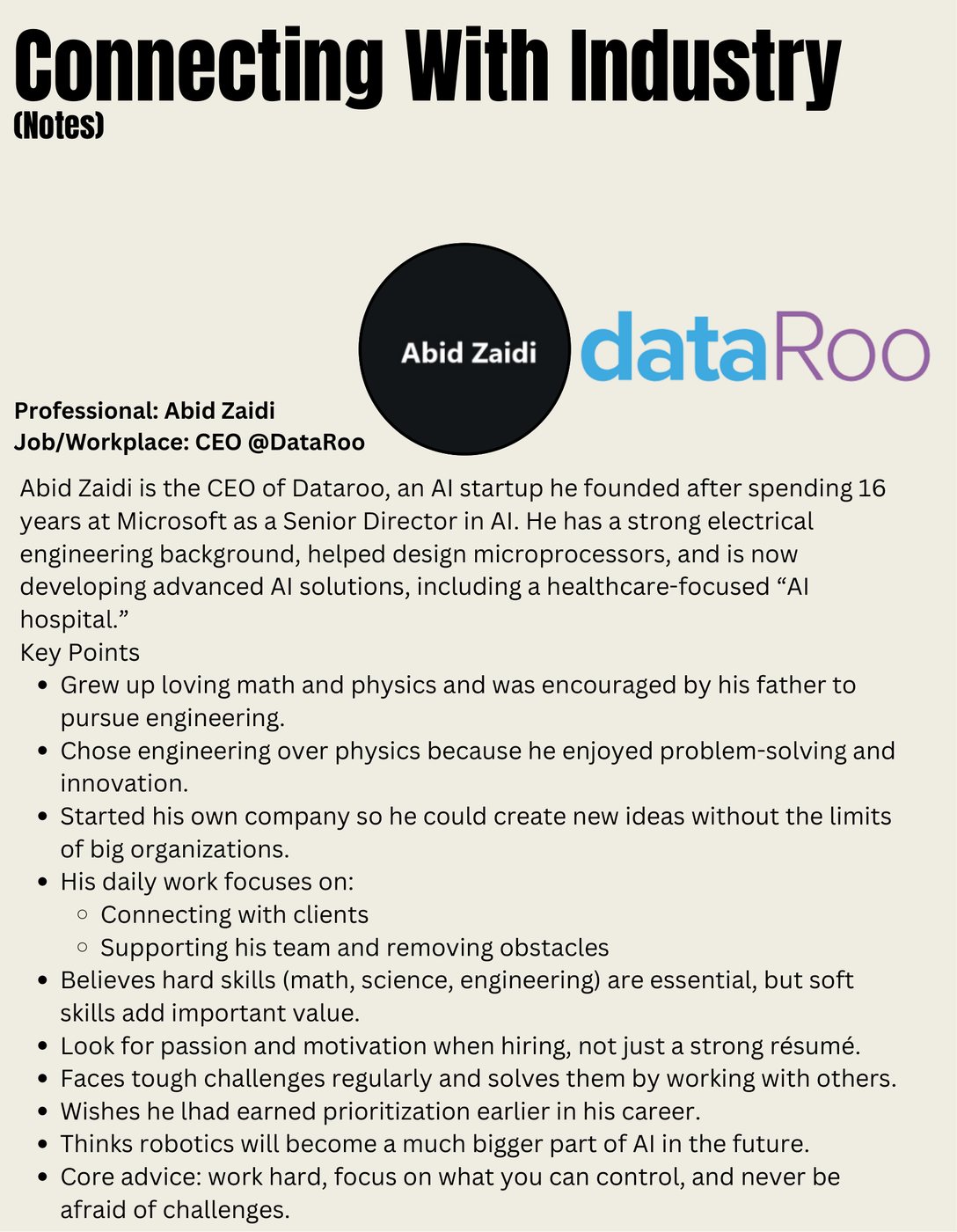 2025–26 season portfolio, page 4: Abid Zaidi, DataRoo