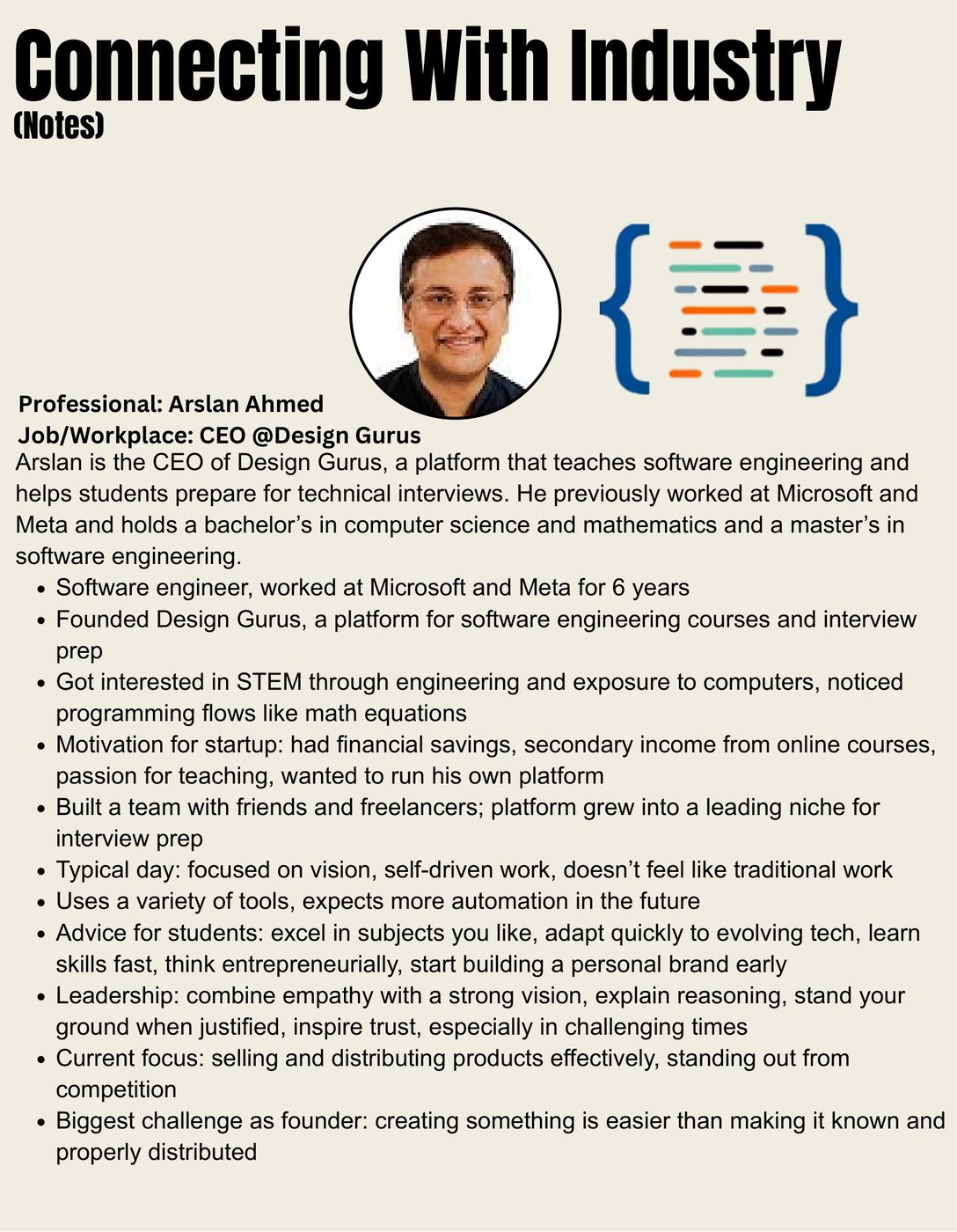 2025–26 season portfolio, page 9: Arslan Ahmad, Design Gurus