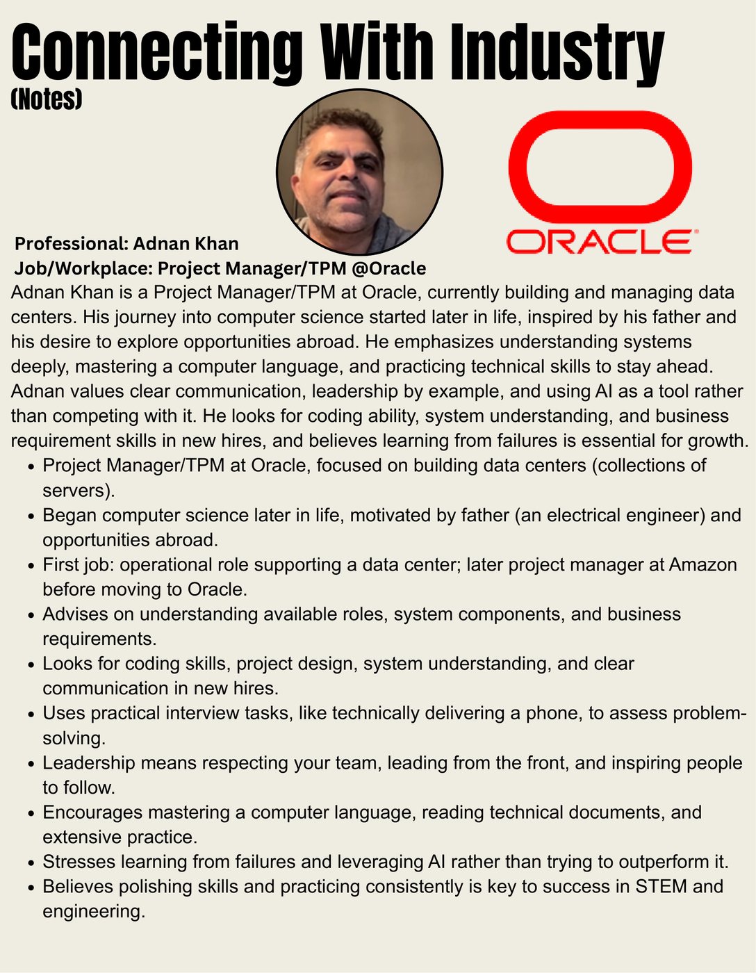 2025–26 season portfolio, page 15: Adnan Khan, Oracle